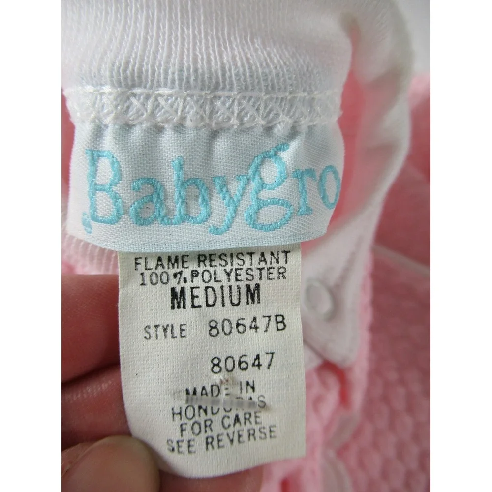 NEW Vintage Babygro Bunny Pajamas Baby Girl 12-17 LBS Pink Bodysuit